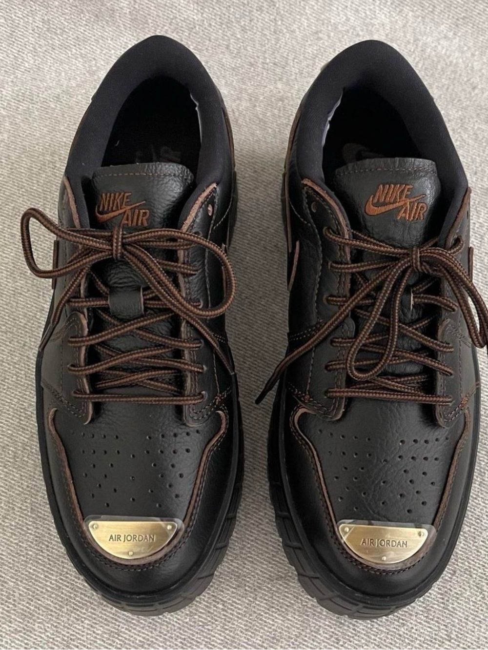 Size 8 - Nike WMNS Air Jordan 1 Brooklyn Low Leather Black Cacao HF3184-002 NEW - Picture 2 of 8